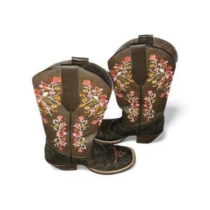 Old Gringo Cowgirl Boots Embroidered Floral Black Chaparral size 6.5